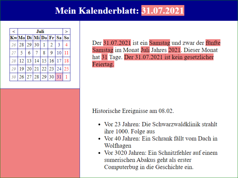 Kalender Projekt
