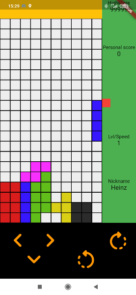 Tetris-App von Teilnehmern